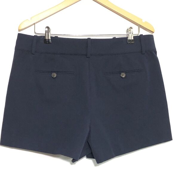 J CREW  Pintuck Suit Short Womens 12 Blue Navy Stretch Cotton 3" Inseam New - Picture 6 of 11